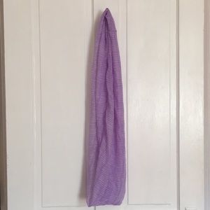 Purple and White Striped Infinity Scarf